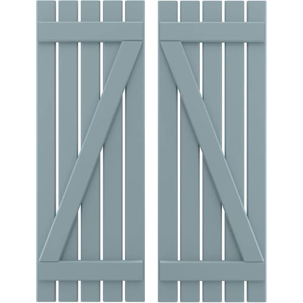 Ekena Millwork Americraft 5-Board (2 Batten) Wood Spaced Board-n-Batten Shutters w/ Z-Bar, ARW102SB519X77SBH, PR ARW102SB519X77SBH - main
